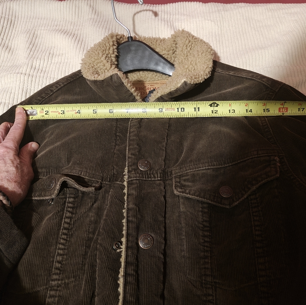 Abercrombie & Fitch Dark Brown Corduroy Jacket with Sherpa Collar